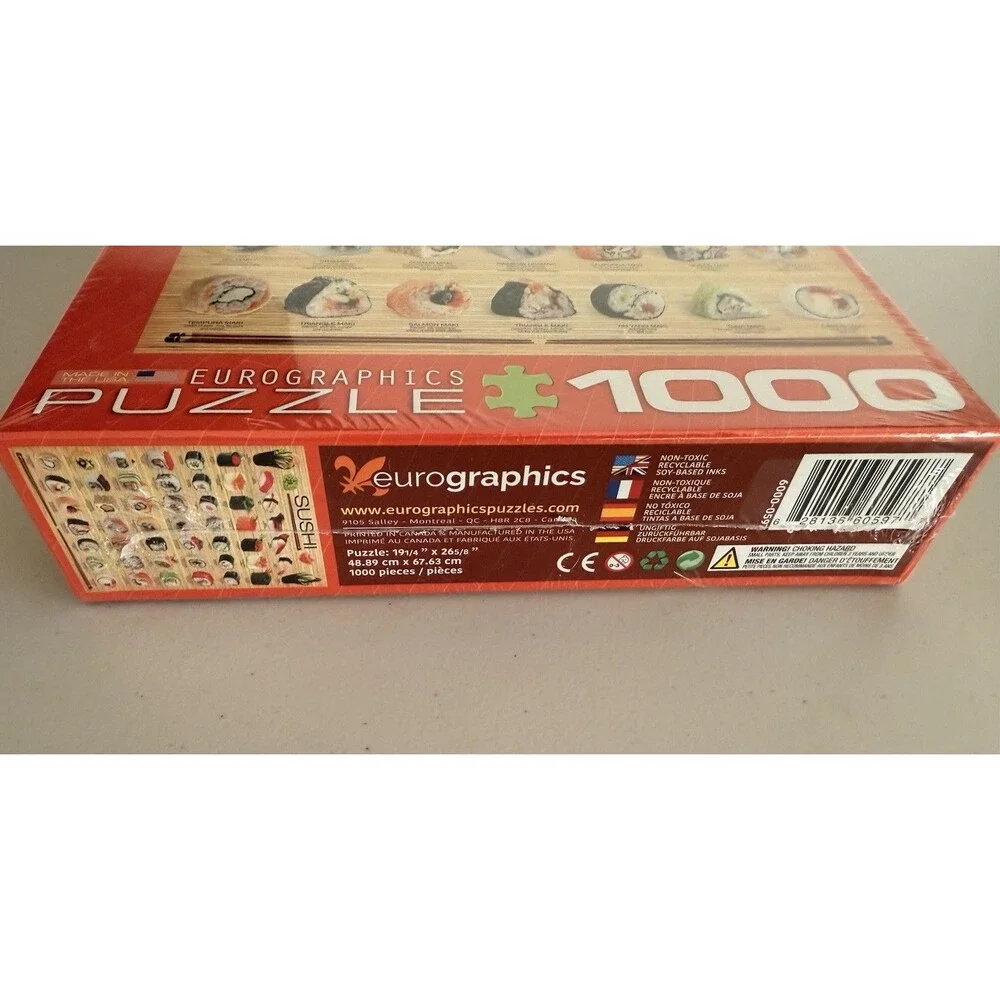 EUROGRAPHICS 1000 Piece Puzzle Sushi 19 1/4 x 26 5/8 New with Recipe included